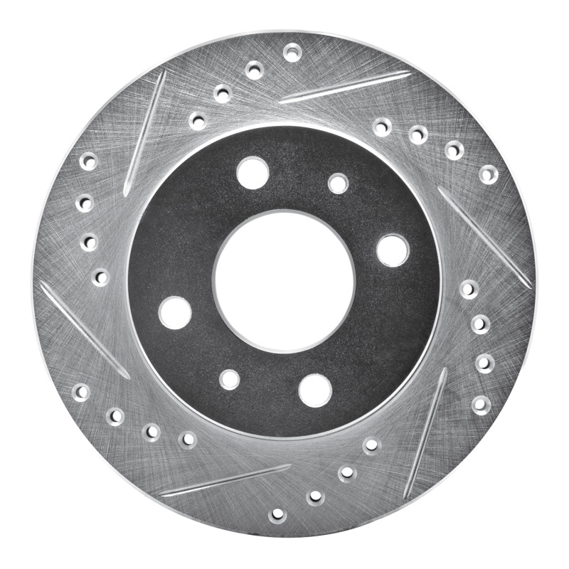Nissan Lucino Brake Rotor (1) - Front Left - R1 Concepts - Drilled & Slotted - Silver - `95-`00